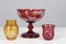 Bohemian Crystal Glass Set in Ruby Red and Yellow, 1880s, Set of 3 1