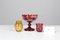 Bohemian Crystal Glass Set in Ruby Red and Yellow, 1880s, Set of 3 8