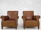 Club Armchairs in Wood and Imitation Leather, Set of 2 1