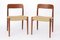 Vintage Model 75 Dining Chairs in Teak with Papercord Seats by Niels Otto Møller for J.L. Møllers, Denmark, 1950s, Set of 2 1