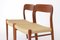 Sillas de comedor modelo 75 vintage de teca con asientos de cuerda de papel de Niels Otto Møller para JL Møllers, Dinamarca, años 50. Juego de 2, Imagen 2