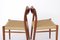 Sillas de comedor modelo 75 vintage de teca con asientos de cuerda de papel de Niels Otto Møller para JL Møllers, Dinamarca, años 50. Juego de 2, Imagen 4