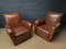 French Square Back Leather Club Chairs, 1920s, Set of 2 3