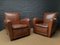 French Square Back Leather Club Chairs, 1920s, Set of 2 2