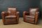 French Square Back Leather Club Chairs, 1920s, Set of 2 5