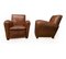 French Square Back Leather Club Chairs, 1920s, Set of 2, Image 1