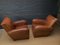 French Square Back Leather Club Chairs, 1920s, Set of 2 7