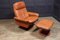 DS50 Reclining Swivel Chair and Stool from de Sede, 1970s, Set of 2 5