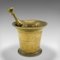 English Victorian Apothecary Mortar and Pestle in Brass, 1850s, Set of 2 1