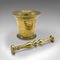 English Victorian Apothecary Mortar and Pestle in Brass, 1850s, Set of 2 3