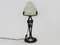 Art Deco Mushroom Lamp in Glass and Wrought Iron, 1930s 1