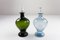 Decanter Art Déco in vetro blu e verde, Danimarca, anni '30, set di 2, Immagine 18