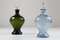 Danish Art Deco Blue and Green Glass Decanters, 1930s, Set of 2, Image 1