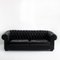 Canapé Chesterfield Trois Places en Cuir Noir par Natuzzi 3