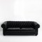 Chesterfield Three-Seater Sofa in Black Leather by Natuzzi 3