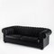 Chesterfield Drei-Sitzer Sofa aus schwarzem Leder von Natuzzi 1