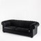 Chesterfield Three-Seater Sofa in Black Leather by Natuzzi 1