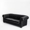 Chesterfield Three-Seater Sofa in Black Leather by Natuzzi 2