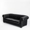 Chesterfield Three-Seater Sofa in Black Leather by Natuzzi, Image 2