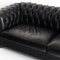 Canapé Chesterfield Trois Places en Cuir Noir par Natuzzi 8