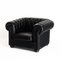 Sedia Chesterfield in pelle nera di Natuzzi, Immagine 1