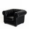 Chaise Chesterfield en Cuir Noir par Natuzzi 2