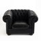 Chesterfield Black Leather Chair by Natuzzi 4