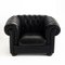 Schwarzer Chesterfield Ledersessel von Natuzzi 4