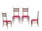 Wooden and Magenta Fabric Dining Chairs by Paolo Buffa, 1950s, Set of 4, Image 1