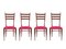 Esszimmerstühle aus Holz & Magentafarbenem Stoff von Paolo Buffa, 1950er, 4er Set 6