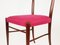 Wooden and Magenta Fabric Dining Chairs by Paolo Buffa, 1950s, Set of 4 3