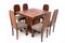 Art Deco Dining Table and Chairs, Poland, 1940s, Set of 7 1