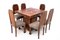 Tavolo da pranzo Art Déco con sedie, Polonia, anni '40, set di 7, Immagine 1