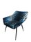 Mid-Century Armchair in Blue Zebra Print Velvet, Europe, 1962 6