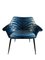 Mid-Century Armchair in Blue Zebra Print Velvet, Europe, 1962 7