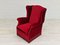 Danish Armchair in Dark Red Velour, 1970s, Image 4