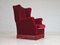 Danish Armchair in Dark Red Velour, 1970s, Image 1