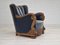 Art Deco Danish Relax Chair in Original Ocean Blue Velour, 1950s, Image 1