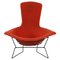 Easy Bird Chair aus schwarz lackiertem Metall & rotem Stoff, Harry Bertoia zugeschrieben, 1950er 1