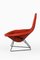 Easy Bird Chair in Black Lacquered Metal and Red Fabric attributed to Harry Bertoia, 1950s 3