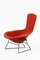 Easy Bird Chair in Black Lacquered Metal and Red Fabric attributed to Harry Bertoia, 1950s 2