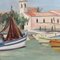 Yves Brayer, The Port of Grau Du Roi, 1950er, Öl auf Leinwand, Gerahmt 22