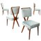 Vintage Chairs in Beech and Velvet, 1950s, Set of 4, Image 1