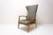 Scandinavian Wingback Chair and Pouff attributed to Jizba, 1960s, Set of 2 5