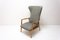Scandinavian Wingback Chair and Pouff attributed to Jizba, 1960s, Set of 2 6