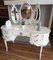 Louis XV French Queen Anne Dressing Table in Snow White & Gold + Mirror 4