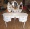 Louis XV French Queen Anne Dressing Table in Snow White & Gold + Mirror 1