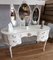 Louis XV French Queen Anne Dressing Table in Snow White & Gold + Mirror 3