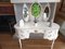Louis XV French Queen Anne Dressing Table in Snow White & Gold + Mirror 22
