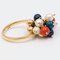 Vintage Ring in 18k Yellow Gold with Lapis Spheres, Coral, Pearls, 1970s 4